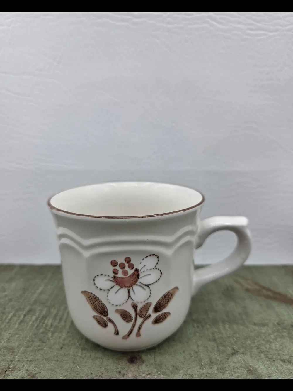 Vintage Cumberland Mayblossom Stoneware Coffee Mugs Set of 6 Beige & Brown Japan